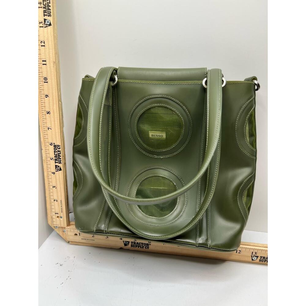 Besso Handbag Women's Green Plastic Pocketbook Circular Mesh Shoulder Tote Bag
